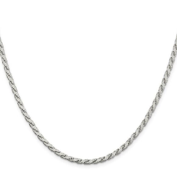 3mm Sterling Silver Solid Flat Rope Chain Necklace, 20 Inch - Picture 2 of 6